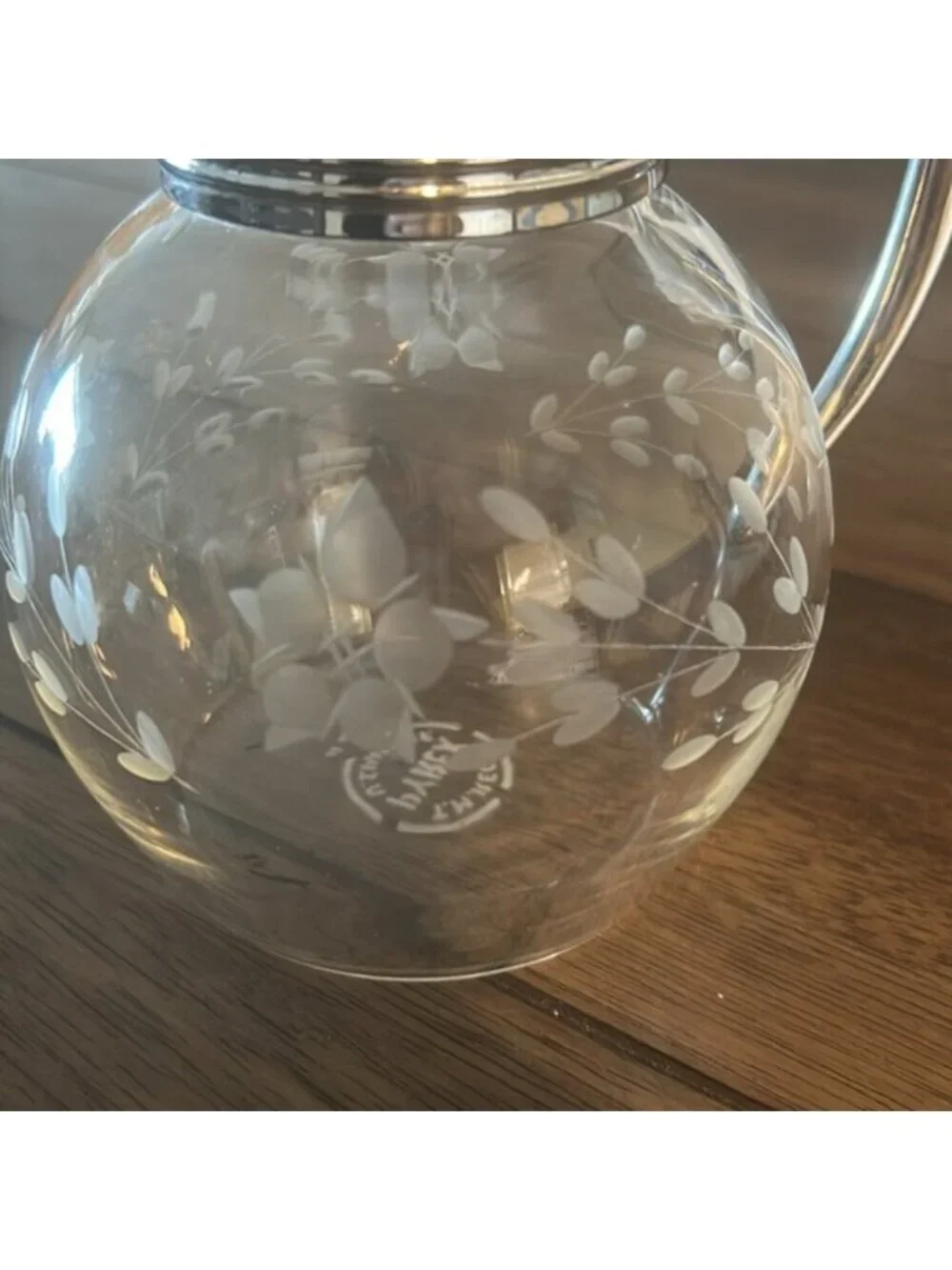Elegant Silver and Clear Glass Pitcher VTGE PYREX TEAPOT 30'S